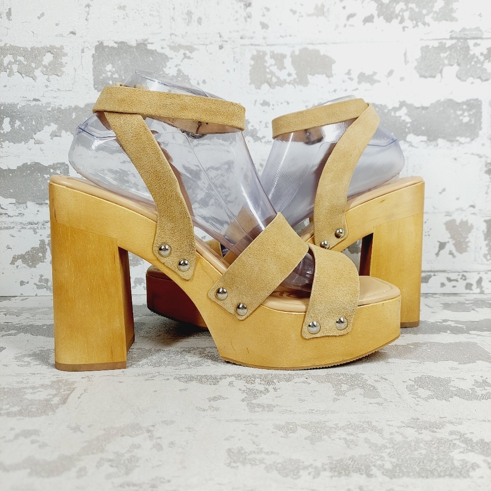 NEW Sam Edelman Rosalind Tan Suede Block Heel Ankle Strap Sandals W674 - Picture 6 of 14